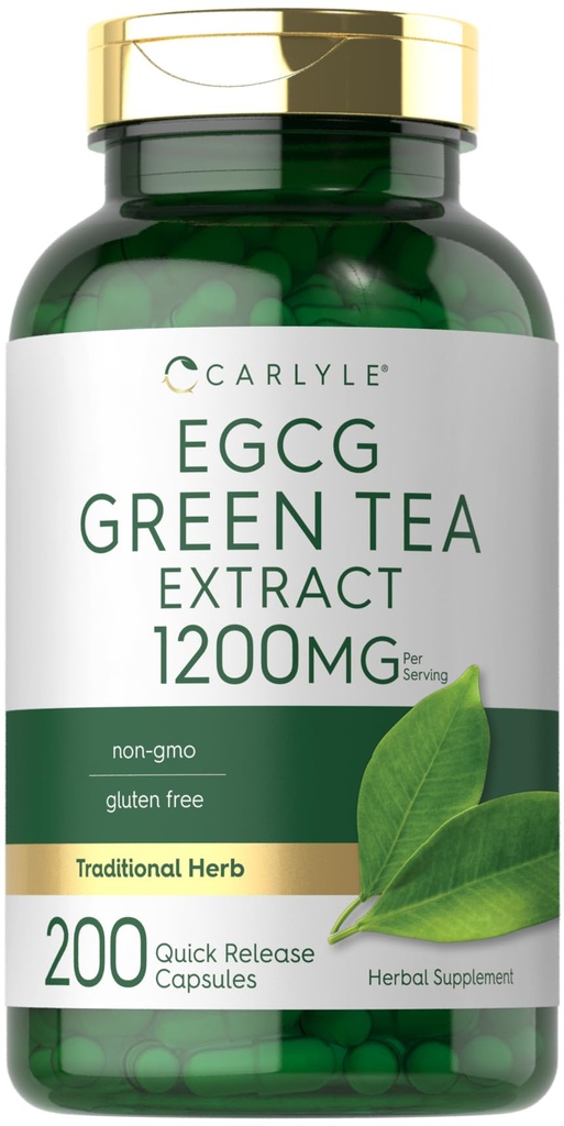 קרלייל EGCG Green Tea Extract: 1200 מ"ג | 200 קפסולות | Non-GMO ו- Gluten Free Free