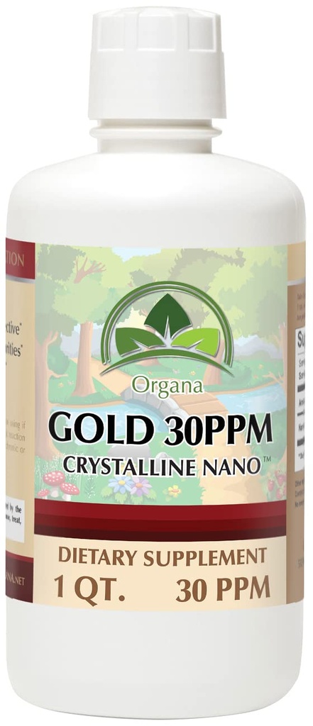 תוסף זהב נוזלי גבישי טהור - 30 PPM - Colloidal מינרלים 32 Ounce