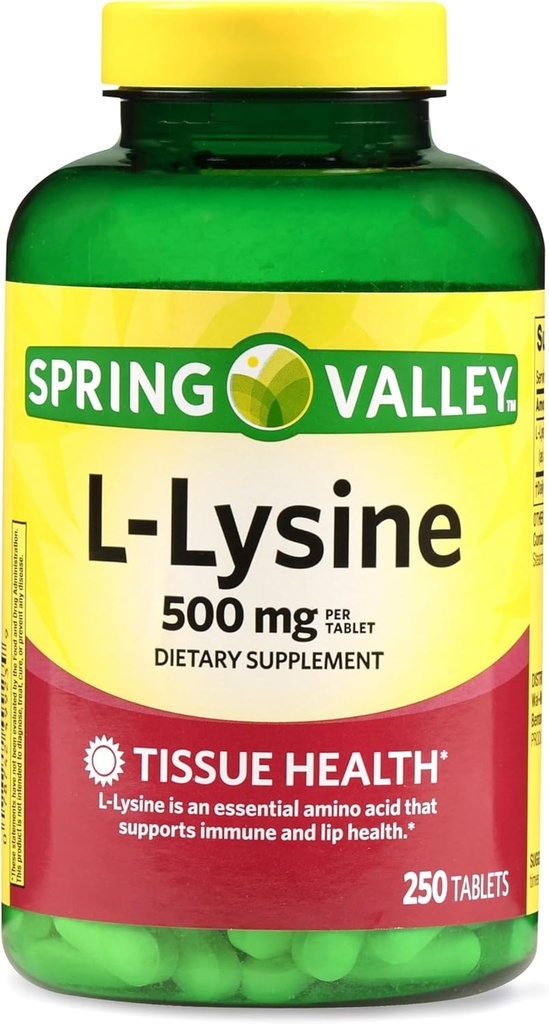 L-Lysine 500 מ"ג 250 טבליות - Essential Lysine תוסף עבור תמיכה במערכת החיסון, העור, לייפ ו-Tissue Health, Lysin, Lisina, Gluten-Free L Lysine 500 Mg עבור Daily