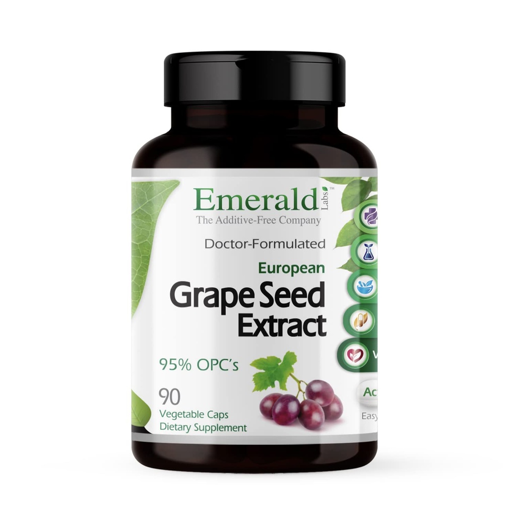EMERALD LABS European Grape Seed Extract - Antioxidant & Immune Supports Healthy Blood Flow - 90 קפסולות ירקות (90 ימים אספקה)