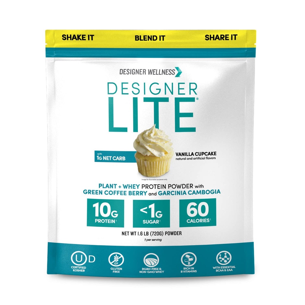 מעצב בריאות, מעצב Lite, Low Calorie Natural חלבון, Prebiotic סיבים, ויטמינים מרכזיים ומינרלים, Vanilla Cupcake, 25.6 Ouncesces