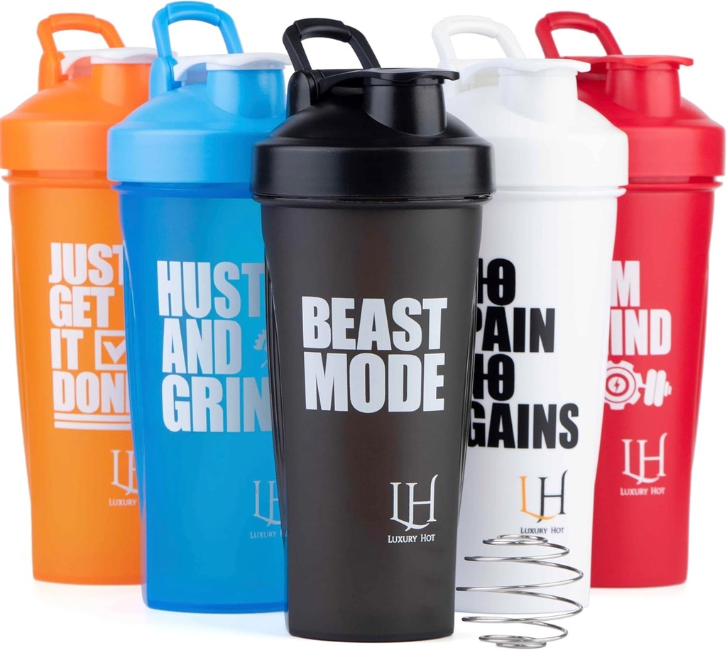 חלבון Shaker בקבוק 600 מ"ל (20oz) - גביע סטרילייש BPA-Free Shaker עם Mixing Ball | Leakהוכחה, Durable