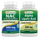 Best Naturals NAC 600 מ"ג ו-Alpha Lipoic Acid 600 מ"ג