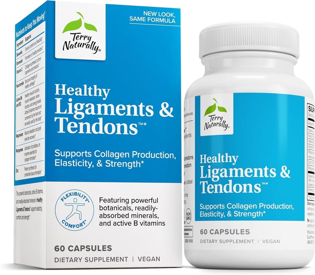 טרי באופן טבעי Ligaments & Tendons - תוספת תזונתית לתמיכה ב- Connective Tissue & Joint Lubricationcation Support - Non-GMO Formula to Aid Ligament & שריר בריאות - 60 קפסולות