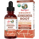 MaryRuth Organics Ashwagandha Root | USDA אורגני Ashwagandha נוזל טיפות | Stress Relief, Natural Calm, מרגיעה ו- Mood Support Supplement