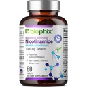 Biophix B-3 Nicotinamide 1000 מ"ג 60 טבליות תוספת חיזוק זמן לשחרר - Nicotinic Amide Niacin Natural Flush-Free Formula - תומך ב- Skin Cell Health
