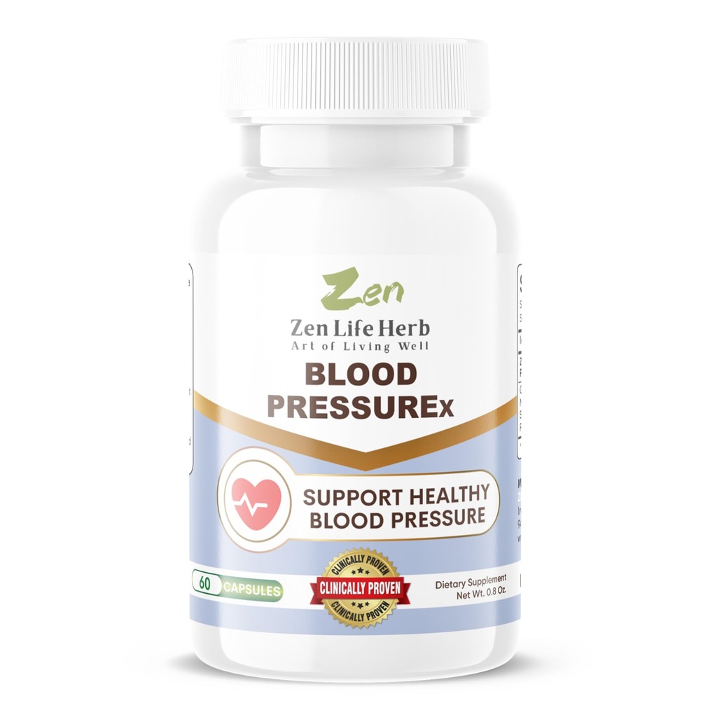 ZEN Life HerB Blood Pressurex - Heart Health Blood Pressure Support Add-Support Blood Pressure & Healthy Circularity באופן טבעי ג'ינסנג פלוס בלגן 100% תוסף מבוסס צמחי טהור (60 קפסולות)