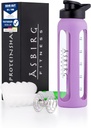 24 oz Glass חלבונים Shakerבק - BPA-Free, Leakהוכחה Lid, Stainless Steel Mixing Ball & Silicone-התעמלות Shaker for Smoothies, Shakes & Pre-Workout - Pastel Purple