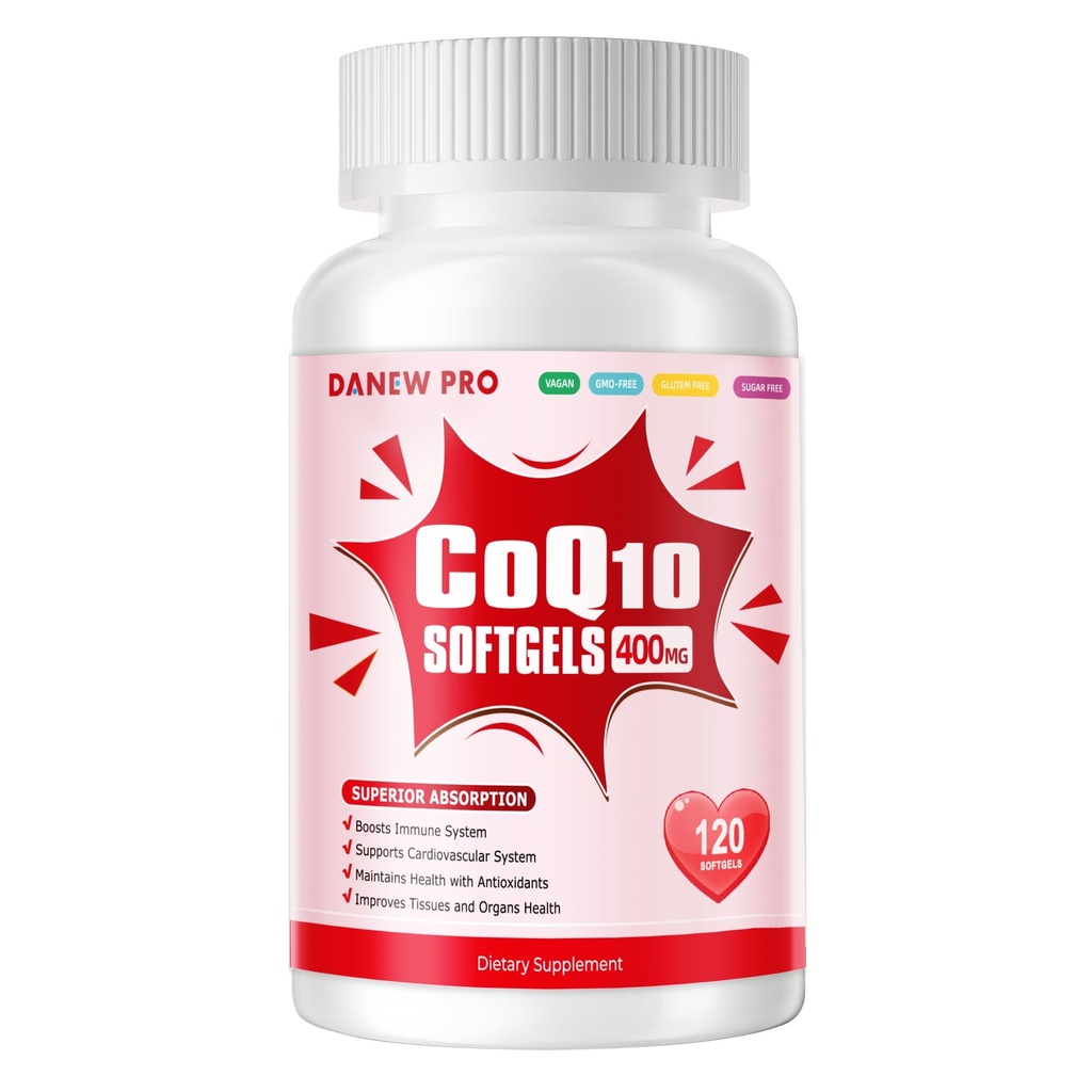 CoQ10-400mg-Softgels עם PQQQ, BioPerine & אומגה 3, Coenzyme Q10(Ubiquinone) תוסף עבור High-Absorption, Powerful-Antioxidant, תומך Heart & Energy- Production, 120 משרתות