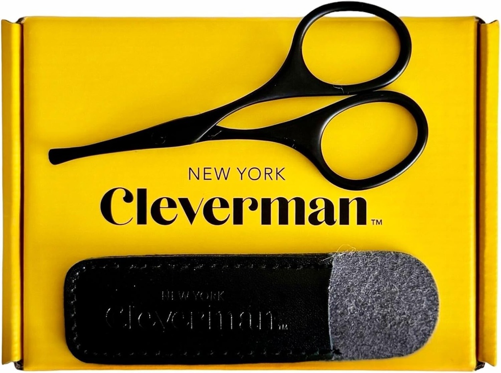 Smartverman Premium שיער פנים Scisors - Professional Nose Hair Scisors, Curved Safety Blades & Rounded Tips for Eyebrow, Mustache, Beard, Ear Hair Trimming. כלי אחסון פלדה ללא ספק לגברים