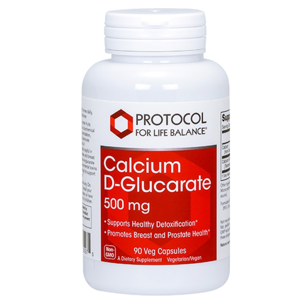 ProTOCOL for Life BALANCE Calcium D-Glucarate - 500 מ"ג Calcium D Glucarate - Detox Support - עבור בריאות השד וה Prostate - non-GMO & חלב חינם - 90 Veg Caps