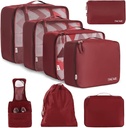 BAGAIL 8 Set Packing Cubes Luggage Packing מארגנים עבור אביזרים נסיעות-Wine Red Red