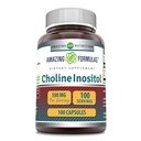 פורמולות מדהימות Choline & Inositol 500 תוסף Mg | קפסולות | Non-GMO | Gluten-Free | Made in USA (1 Pack | 100 Count)