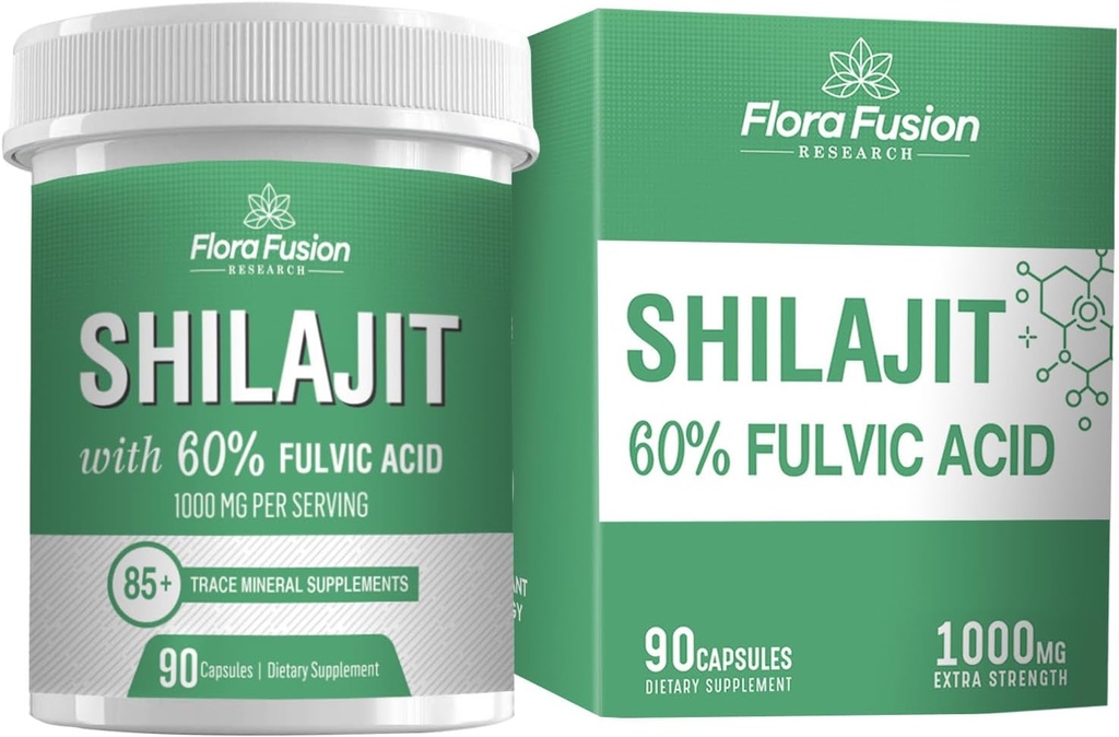 SHILAJIT קפסולות 1000 מ"ג - ההימלאיה Shilajit עם Fulvic Acid - תוספת Shilajit עם מוצרי צמחי - Shilajit תוספי כמוסות - Shilajit עבור גברים ונשים - 90 קפסולות