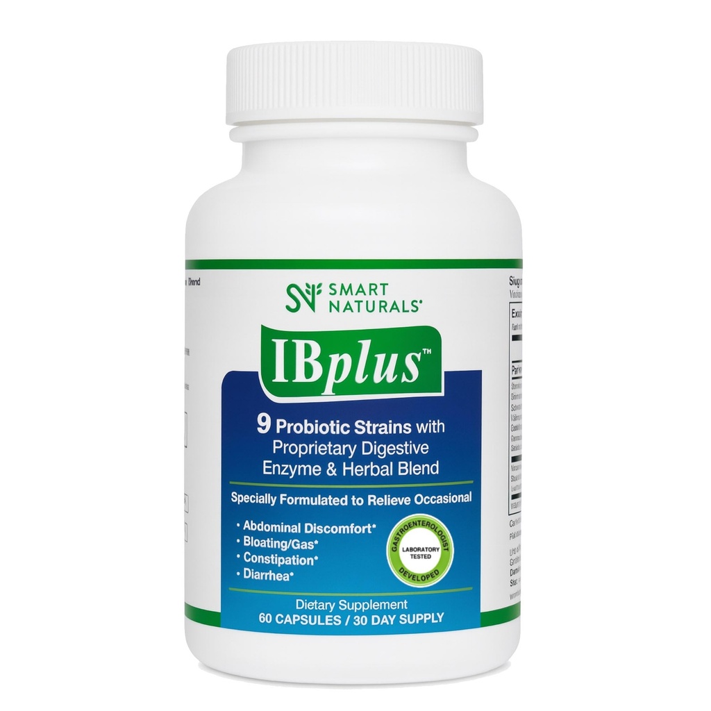 IBplus® Probiotic, Digestive Enzyme & Herbal בלנדרה, שיפרה את קפסולות פורמולה 60!!! for Irritable Bowel - Abdominal Pain, Constipation, Diarrhea, Gas/Bloating - Proprietary Formula by Smart NaturalsTM