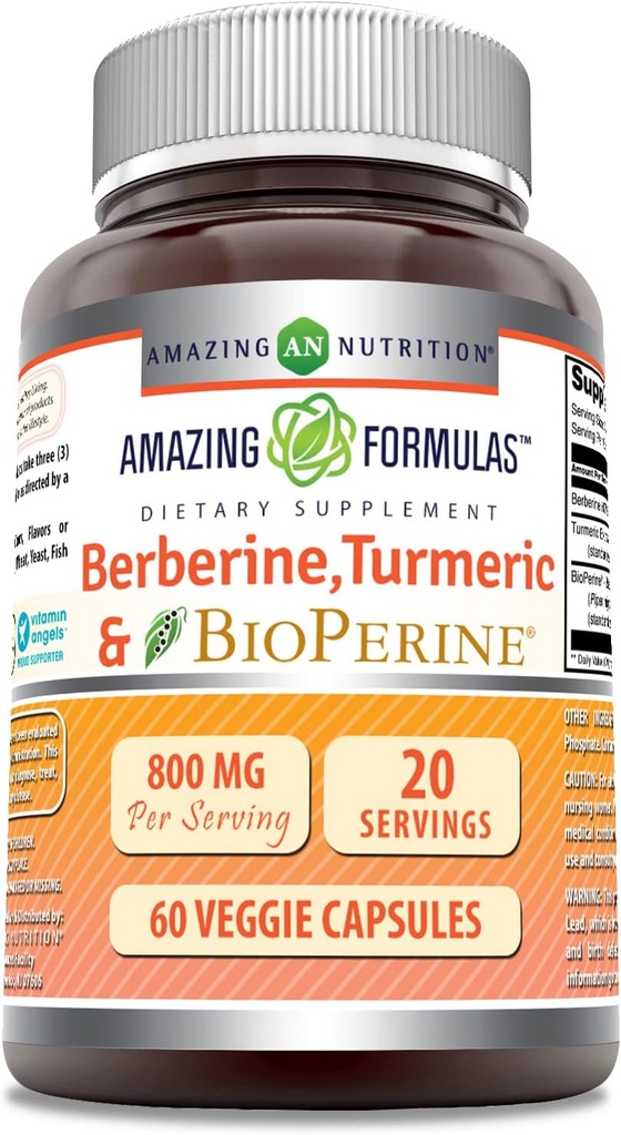 פורמולה מדהימה Berberine Turmeric & Bioperine 800 מ"ג Per המשרת 60 קפסולות Veggie תוספי מזון | Non GMO | Gluten Free | Made in USA | אידיאלי עבור צמחונים