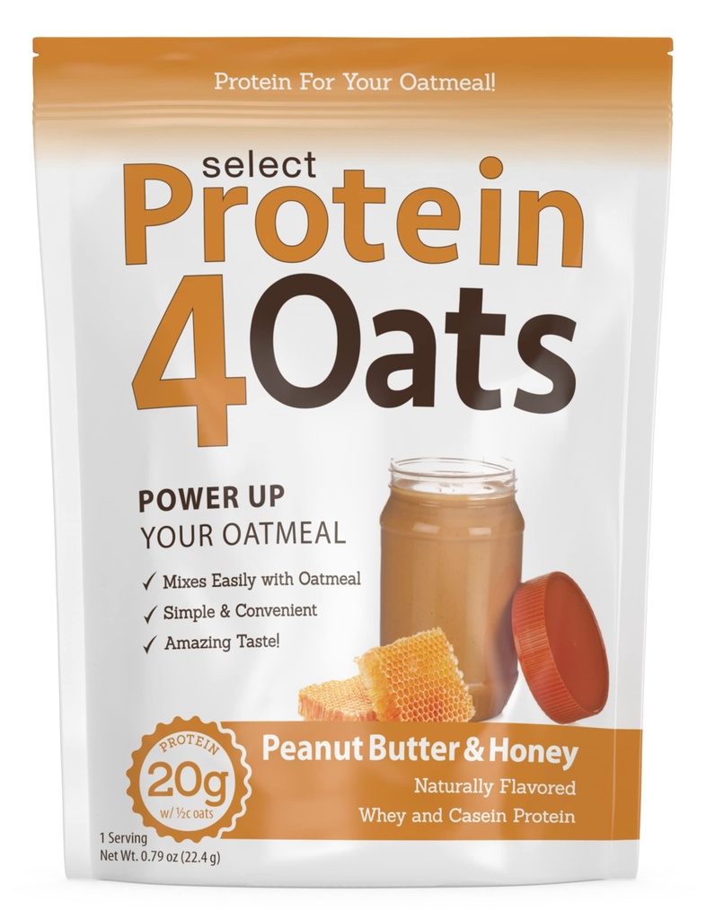PEScience חלבונים4Oats, אבקת חלבון כדי להפוך טטטינג מדהים חלבון Oatmeal, עם Whey ו Casein, Gluten Free, Peanut Butter ודבש, 12 משרתים