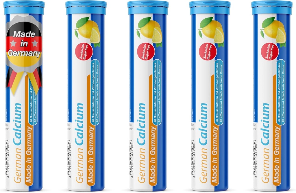T&D German Calcium 500 מ"ג - 100 טבליות משקה טבעוני Effervescent - לימון Lime Flavor - מיוצר בגרמניה