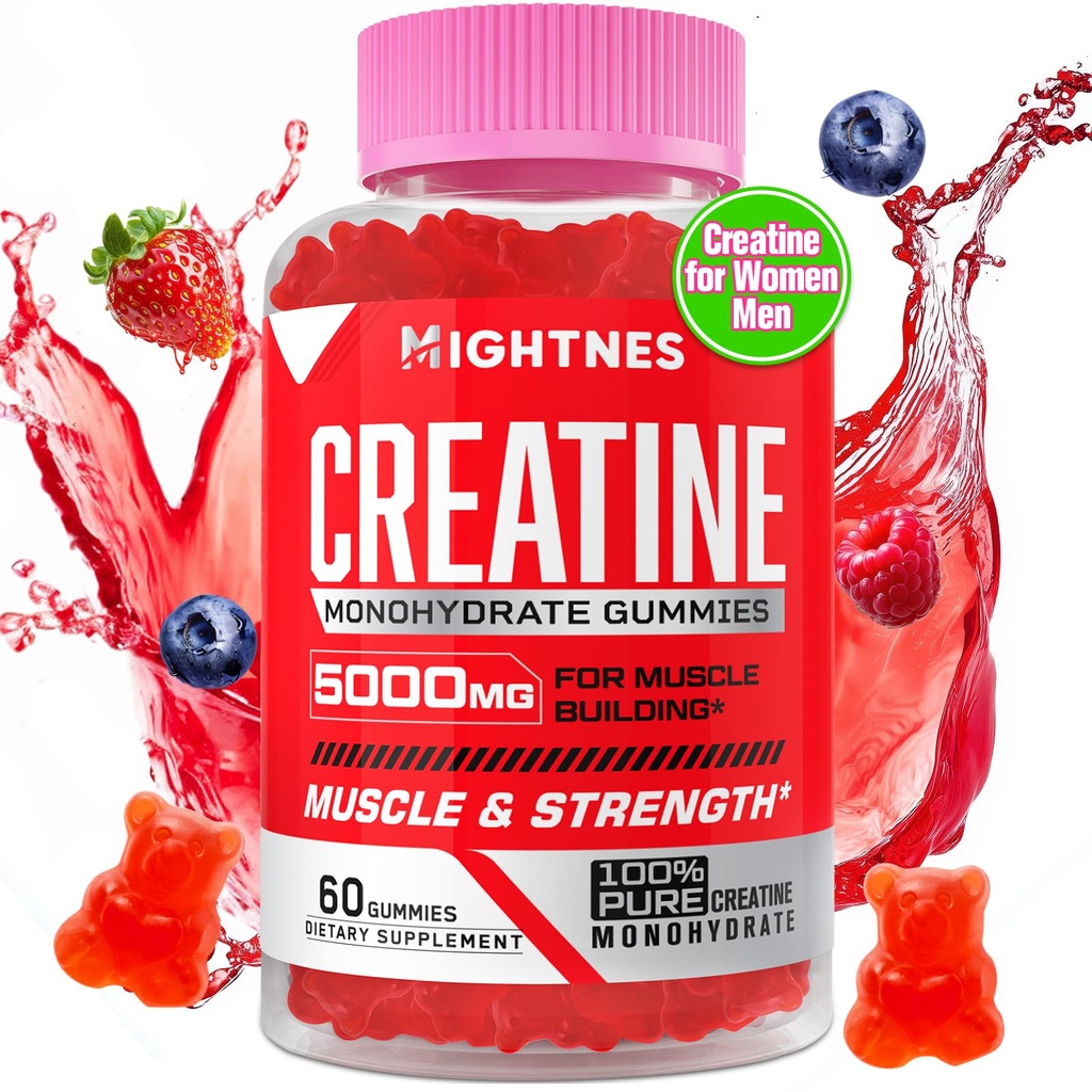 Creatine Monohydrate חניכיים עבור גברים ונשים - קריטין טרום עבודה ללא עבודה מסטיקים עם Turine & ויטמין B6 B12 עבור כוח מקסימלי, שרירים, אנרגיה, אנדורנס & פוקוס, אורגני, ספיר 60