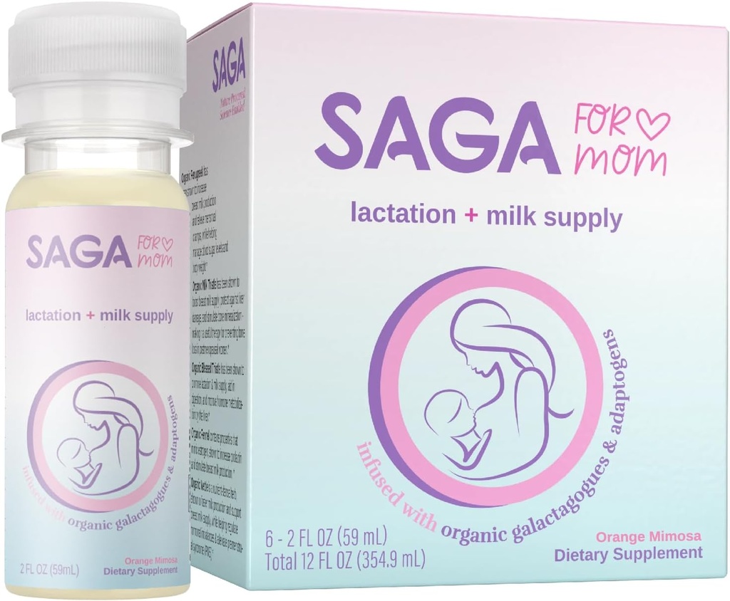 SAGA אורגני Lactation Shots | תוספת חלב אם עם אדוגנים - Fenugreek & Milk Thistle | High Bioavailability & Fast Onset | Boosts Daily Milk Supply