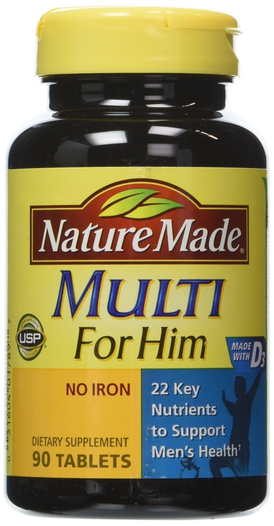 הטבע עשה ריבוי ויטמין עבורו, Multivitamin של גברים לתמיכה תזונתית יומית, 90 טבליות (Pack of 3)