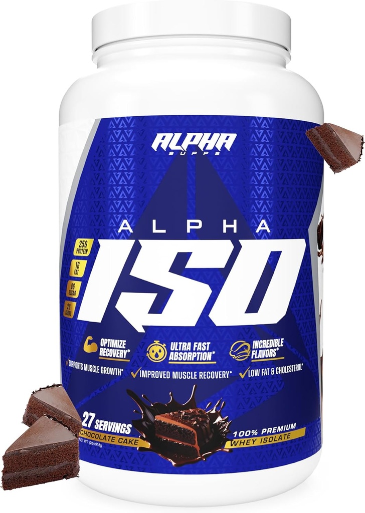 Alpha Supps ISO, Low Carb 100% אבקת חלבון Whey חלבון Isolate, 25 גרמים Per המשרתת, מסייע לתמוך בשרירים צמיחה, סוכר נמוך וגלוטן חינם (שוקולד, 2 lb)