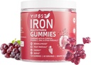 Iron Gummies סוכר חינם, 120 חניכיים תוספת ברזל עבור נשים Multivitamin עם ברזל, ויטמינים ו Zinc לנשים, גברים וילדים - Grape Flavor, תוספת טבעונית, Folate עבור אנרגיה - לא אחרי טעם