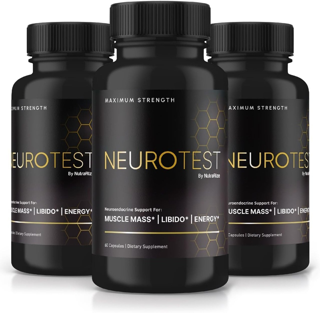 (3 Pack) neuroTest כמוסות - תוספי תזונה עצביים עבור גברים, NeuroTest Daily פורמולה עבור בריאות כללית וביצועי שיא, גלולות פורמולה מתקדמות, ביקורות במבחן המוח (180 קפסולות)