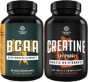 Bundle של שרשרת הזרוע Amino Acids תוסף וכוח גבוה Tri Phase Creatine Pills - טבעוני BCAA קפסולות פוסט עבודהout שריר התאוששות ותמיכה צמיחה - שריר מס מקבלר ושיקום השרירים