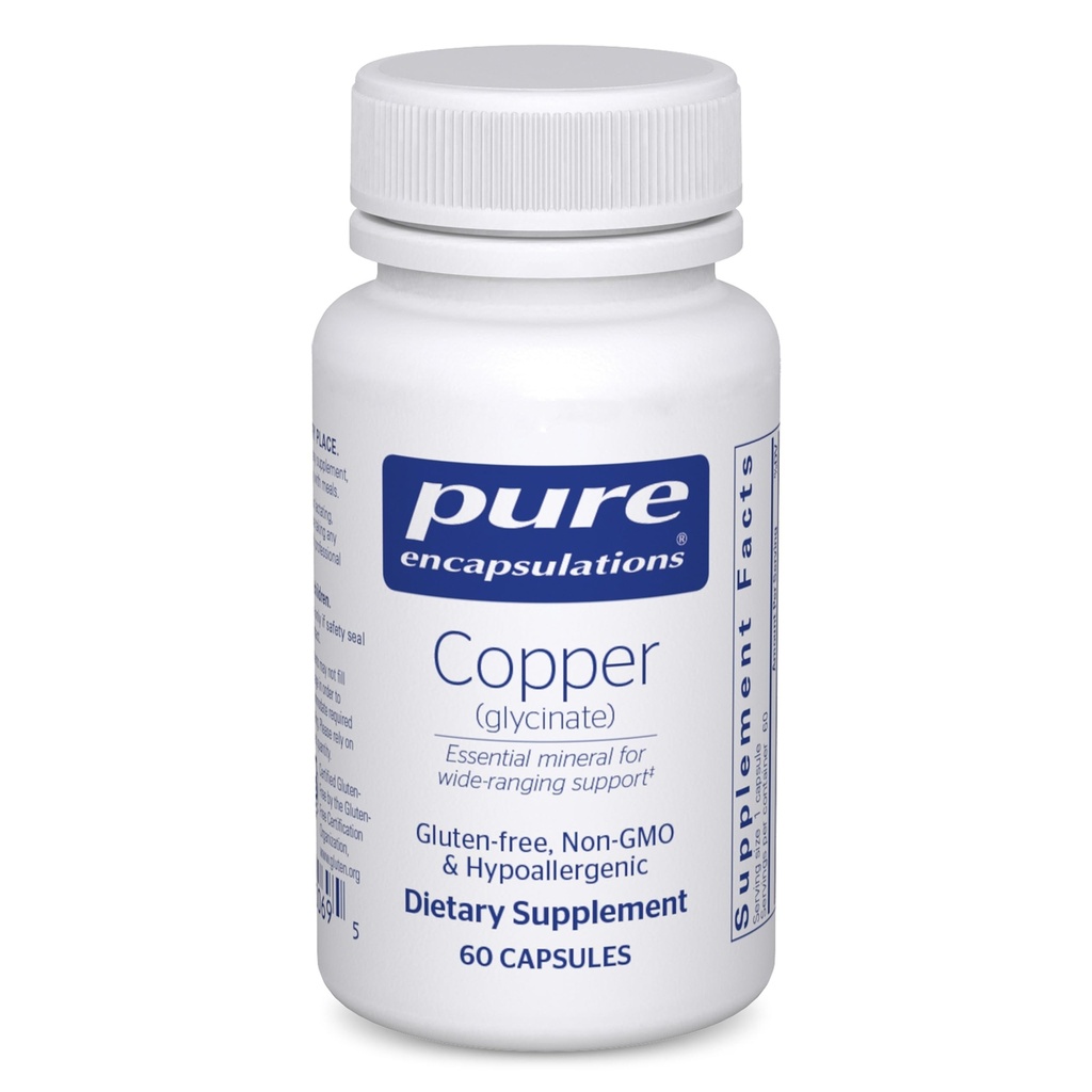 Pure Encapsulations Copper Glycinate 60 של - 2 מ"ג תוסף, תומך Red Blood Cell Formation * - איידס אנרגיה metabolism - Non-GMO & טבעוני - 60 קפסולות