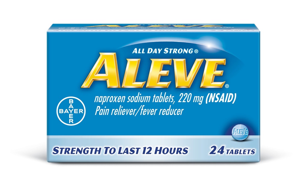 אלב טבליות עם Naproxen Sodium, 220mg (NSAID) כאב Reliever / Fever צמצם, 24 Count, Blue