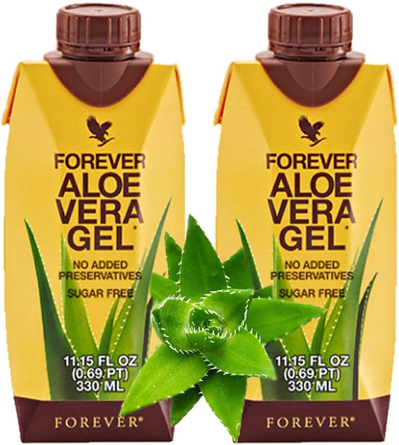 Forever Living Aloe Vera Gel® Minis (330mL/11.15oz Each) 99.7% Pure Inner Leaf Aloe Vera Gel, No added Preservatives. Gluten-Free (Pack of 2)