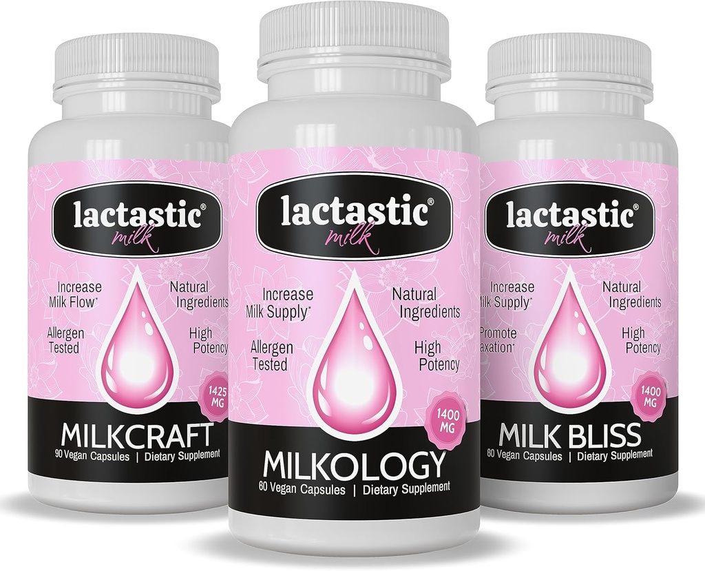 Lactastic® Perfect Start Bundle - High Potency Organic Lactation תוספי - Milkology, Milkcraft & Milk Bliss - 210 קפסולות טבעוניות