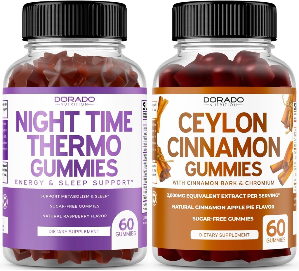 Night Time Fat Burner (60 מסטיק) משקל אובדן ו Metabolism Raspberry Flavored Melatonin תוסף ו Ceylon Cinnamon (60 קפסולה) חבילת תמיכה כללית לבריאות - טבעונית ומיוצרת בארה"ב