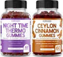 Night Time Fat Burner (60 מסטיק) משקל אובדן ו Metabolism Raspberry Flavored Melatonin תוסף ו Ceylon Cinnamon (60 קפסולה) חבילת תמיכה כללית לבריאות - טבעונית ומיוצרת בארה"ב