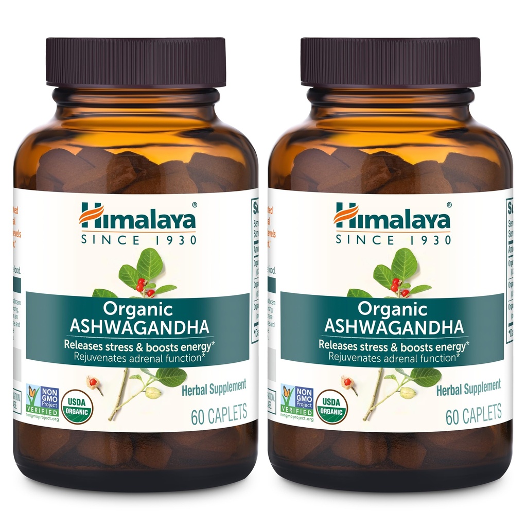 ההימלאיה אורגנית Ashwagandha, 120 יום אספקה, תוספת צמחית עבור הקלה מתח, תמיכה באנרגיה, Occasional Sleepless, USDA אורגני, non-GMO, טבעוני, Gluten Free, 670 מ"ג, 60 קפסולות, 2 Pack