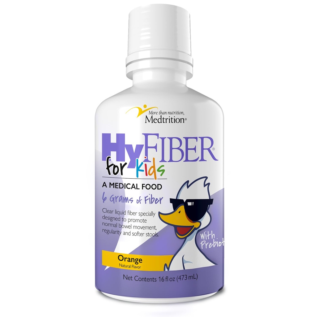 Medtrition HyFiber Liquid Fiber for Kids in Only One Tablespoon, תומך סדירות ו Softer Stools, FOS Prebiotics for Gut Health, 6 גרמות של סיבים, 32 משרתים לבקבוק