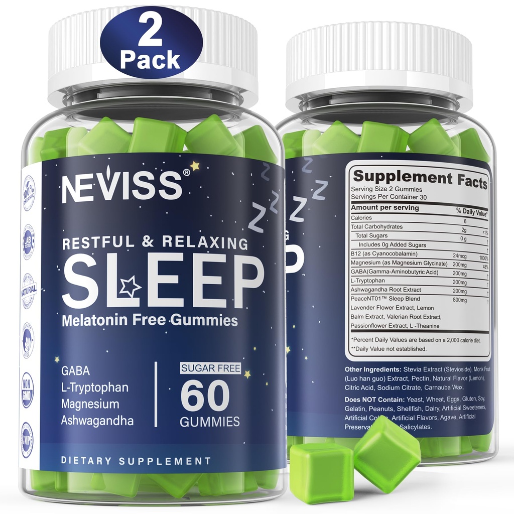 NEVISS Melatonin חינם שינה חניכיים למבוגרים - Magnesium Glycinate Gummies