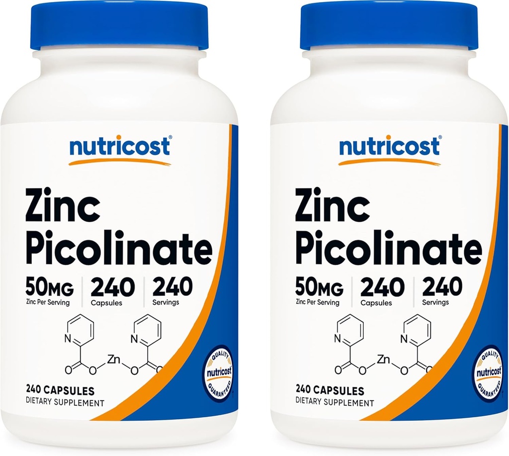 מזון זול Znc Picolinate 50 מ"ג, 240 קפסולות צמחוניות (2 בקבוקים) - Gluten Free and non-GMO