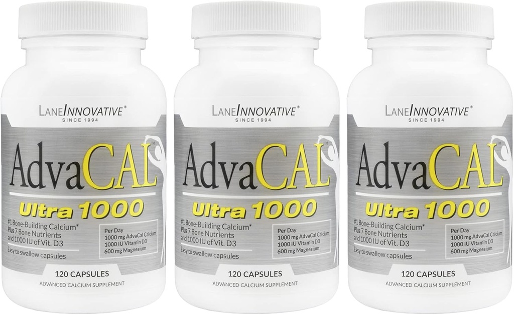 Lane Innovative - AdvaCAL Ultra 1000, Bone-Building Calcium*, כולל ויטמין D3 ומגנזיום, Easy Absorption (120 משרתים)