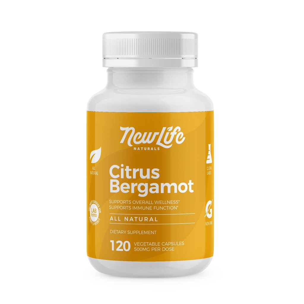 NewLife Naturals Citrus Bergamot תוספי 500 MG עבור Cholesterol תמיכה תוסף כולסטרול - 120 קפסולות Veggie