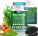 Sea Mos 7000mg - Black Seed Oil 2000mg - Ashwagandha 1000mg - Bladderwrack 1000mg - Turmeric 1000mg - Burdock 1000mg - ויטמין C 90mg - ויטמין D3 1000IU - מינרלים מרובים 350 מ"ג - 180 קפסולות