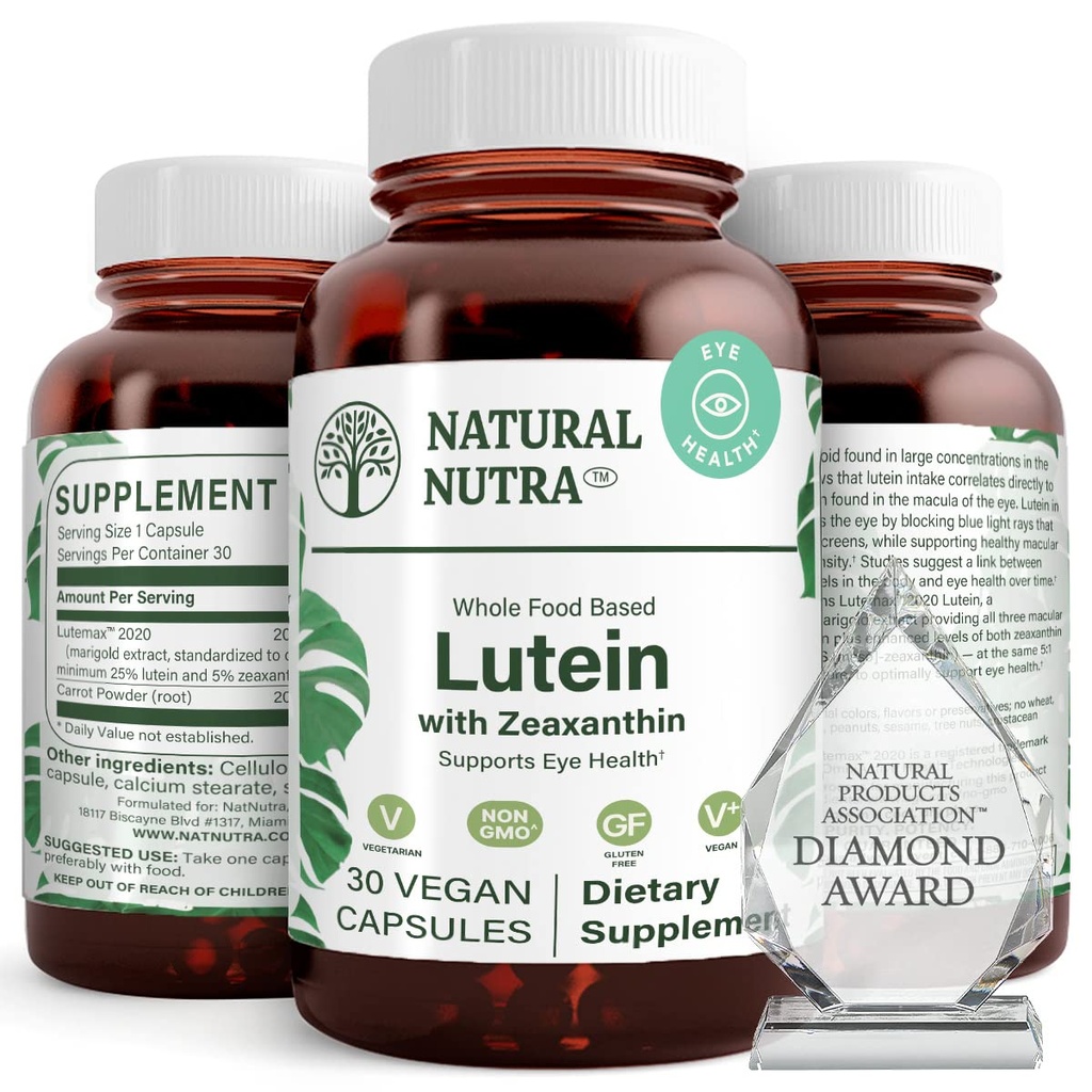 טבעי Nutra Lutein ו Zaxanthin תוספת, לשמור על חזון בריאות, מגן תאים בעיניים, לשפר את רמת Zeaxanthin & Isomers, תמיכה בריאות העין, Gluten חינם, Soy חינם, 20 מ"ג - 30 קפסולות