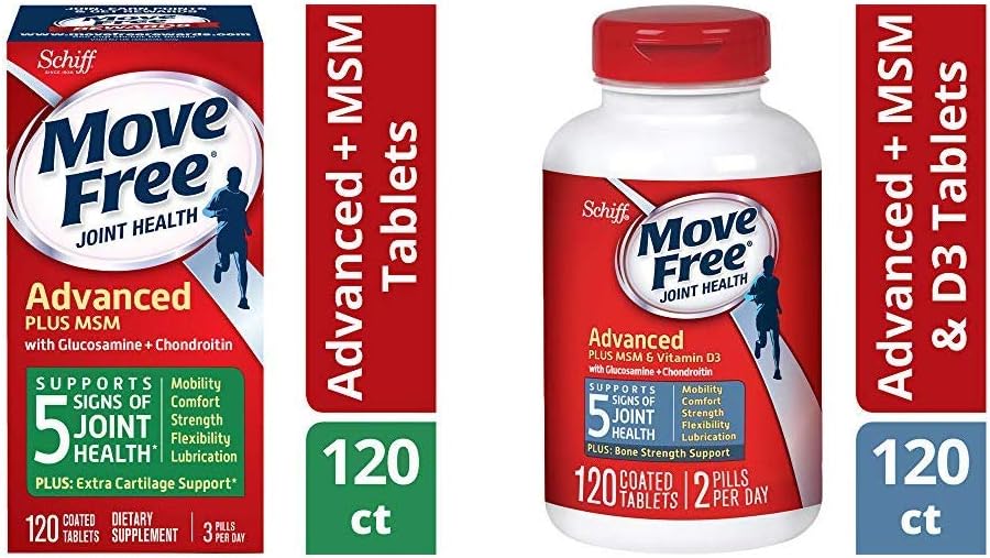 הזיזו את גלוקואמין & Chondroiton Plus MSM מתקדם בריאות משלימה טבליות (120) ונוחות וגלוקקוסמין ו Chondroitin Plus MSM & D3 Advanced Health Joint Tablets (120)