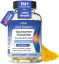 Glucosamine Chondroitin MSM עם Turmeric & Boswellia 90 קפסולות | 8-in-1 תוספת תמיכה משותפת עבור גמישות וניידות | תוספת משותפת לגברים ונשים - תמיכה בחזרה, הברך, הירכיים ופרקים