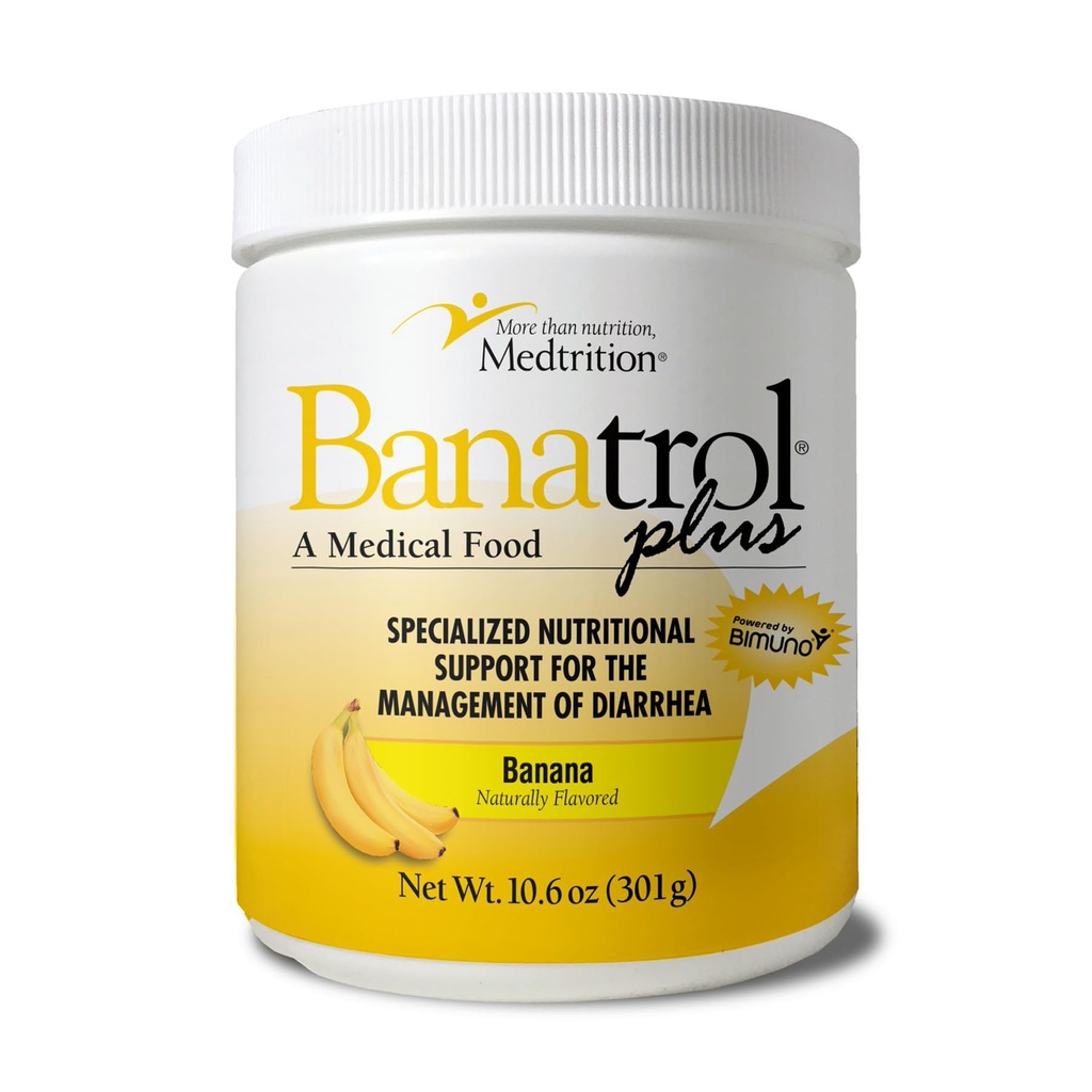 Medtrition Banatrol® Natural Anti-Diarrheal with Prebiotics, Relief from Chronic Diarrhea, IBS, Recurring Diarrhea, Clinically Supported Medical Food, Non-Constipating, 28 Servings (Banana)