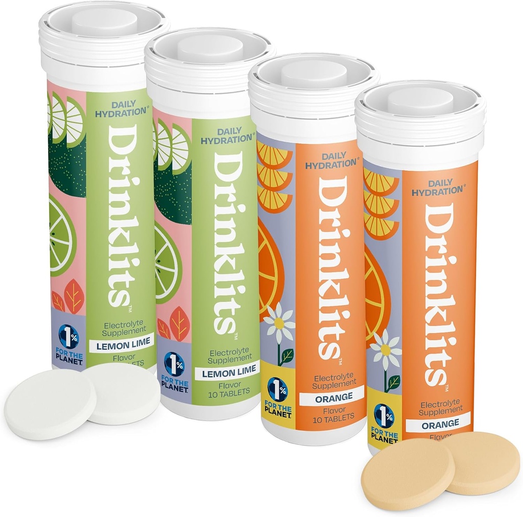 שתיית לימון-Lime & Orange Electrolyte Tablets (4) Tube Bundle | Citrus hydrotion Combo Pack