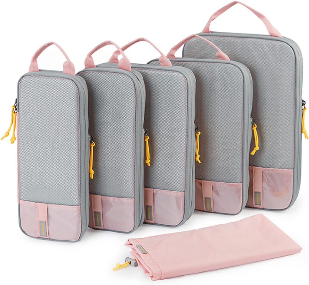 BAGSMART 6 Set /4 Set Compression Packing Cubes for Travel, Light Weight Luggage Organer Bags, Durable Space Saver Bags Travel Essentials