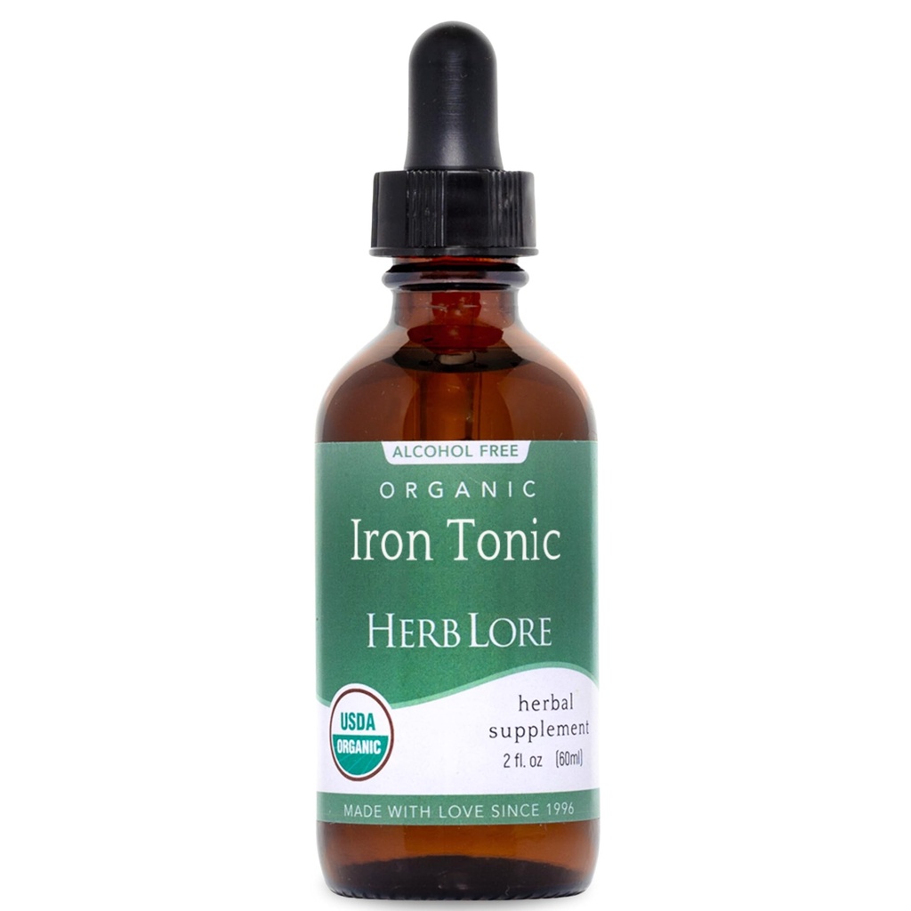 Herb Lore Iron Tonic - אורגני נוזל ברזל טיפות תוספת לילדים ונשים - תינוק, תינוקות ופעוטות ידידותי - צמחי מבוסס, טבעוני, Gentle, non Constipating Herbal Tincture (2 floz)