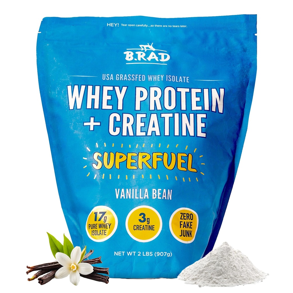 B.rad Superדלק - Grass Fed Whey Protein Isolate Boosted with Creatine | Farm-Fresh, Easy-to-Digest, Clean Ingredients